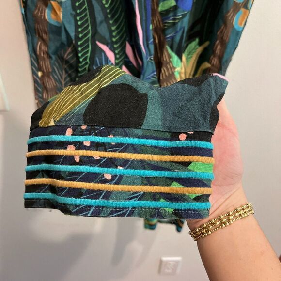 Farm Rio Anthropologie Women Colorful Cropped Pants S Tropique Boho Tropical - Picture 6 of 9